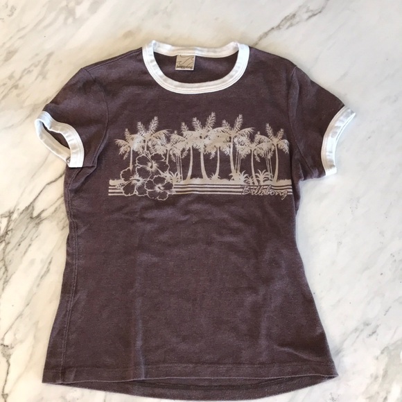 BILLABONG BROWN BABY TEE SIZE M - Picture 2 of 3